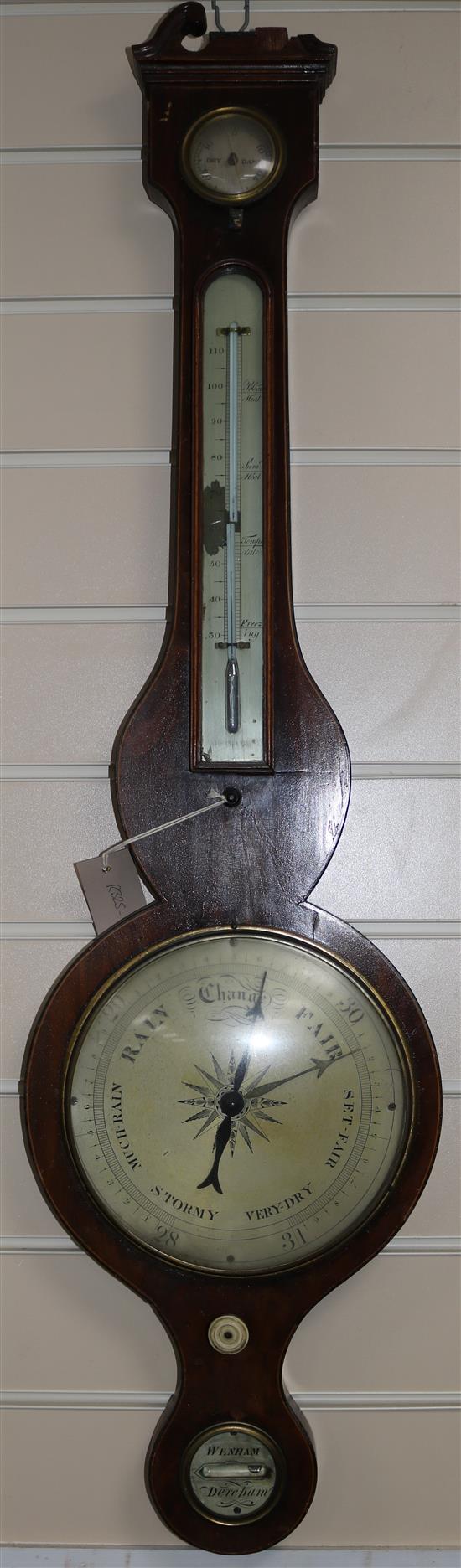 A mahogany banjo barometer L.97cm